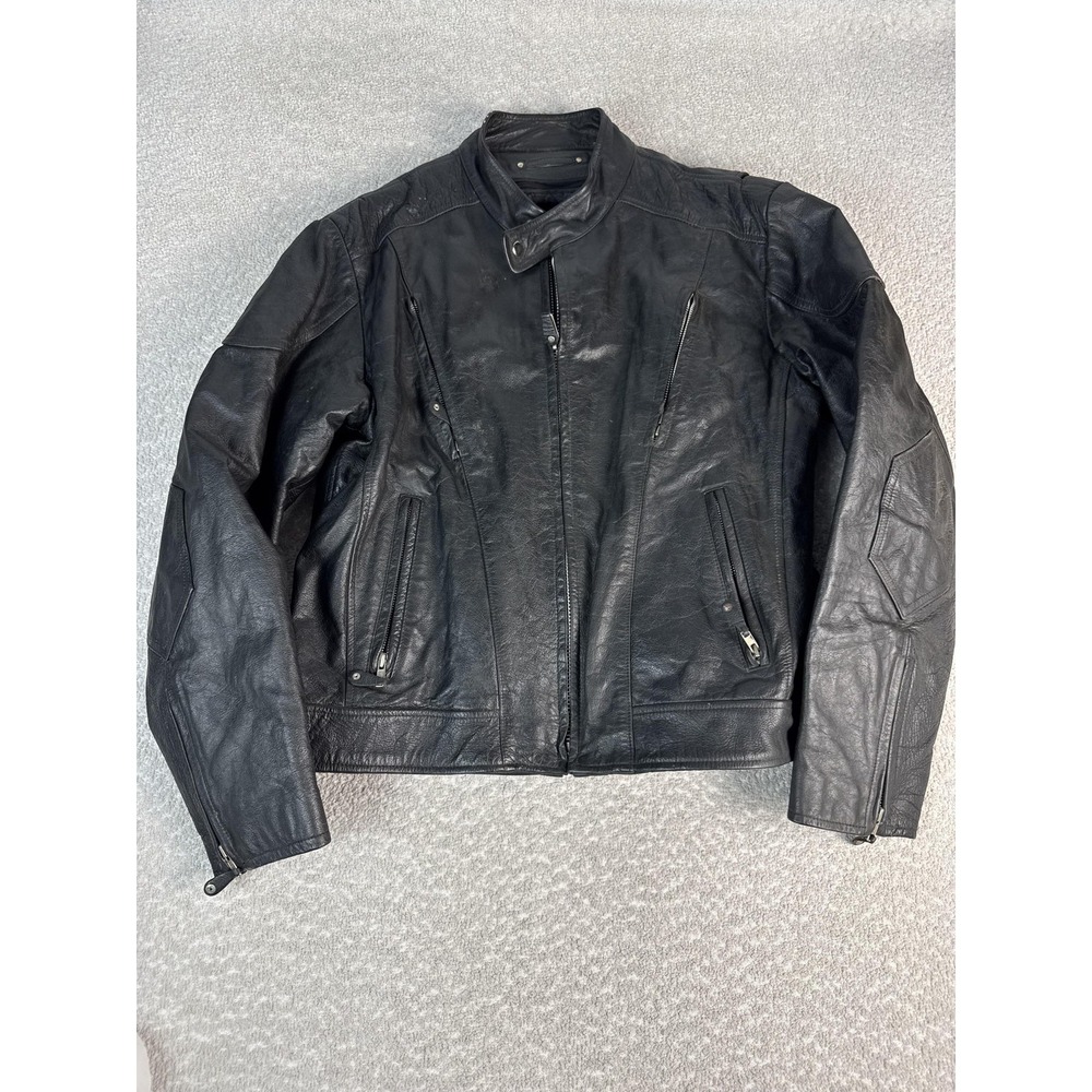 Wilsons Leather Jacket Womens Large Black Motorcycle Biker Side Lace Zip Pockets